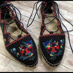Tory Burch Sonoma Embroidered Lace-Up Espadrille